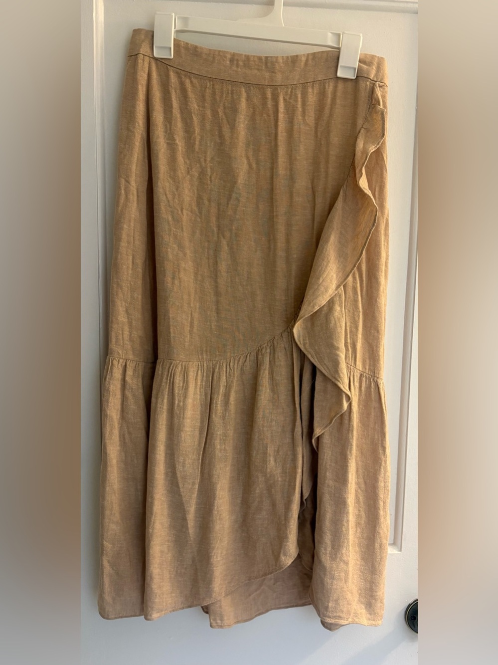 Madewell Linen-Blend Ruffle-Wrap Midi Skirt Size 6